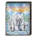 Designocracy 9521508 Polar Bears Wooden Block Graphic Art Design 95215B08